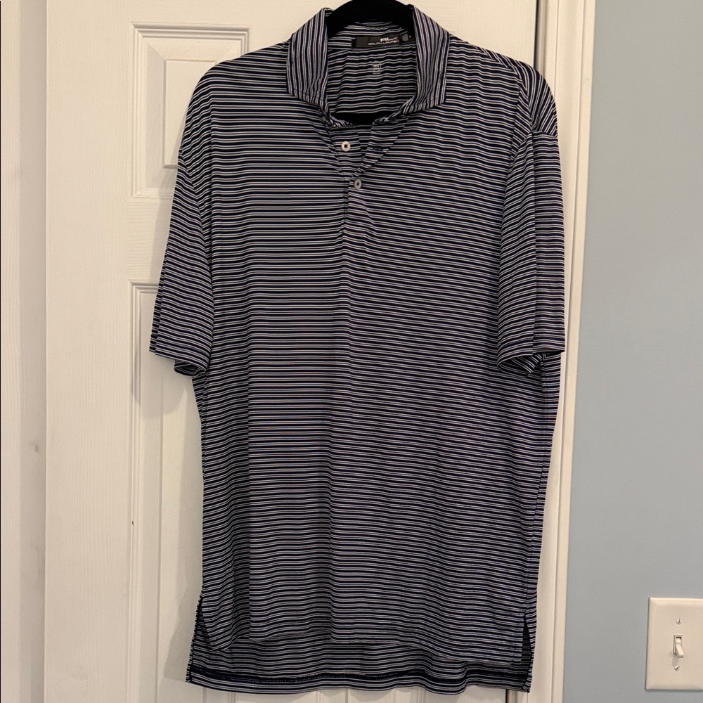 RLX Ralph  Lauren wicking Men's Striped Polo Shirt - Navy M
